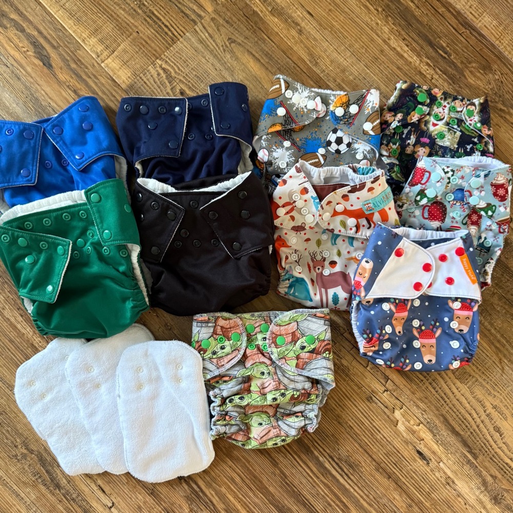 10 Cloth diapers cotton all in one pocket Boy Yoda ALVA MUMSBEST SNAPPY GREENS